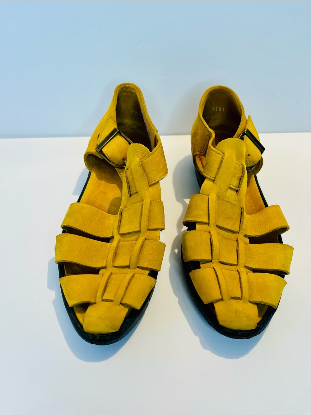 Arche France Yellow Nubuck Leather Sandals Women 37 US 6.5 Comfort Latex Sole - Picture 2 of 13